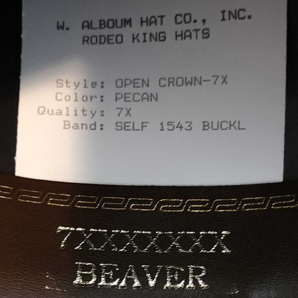 Rodeo King 7X Beaver Felt Long Oval Pecan Color Cowboy Hat - Picture 9 of 11
